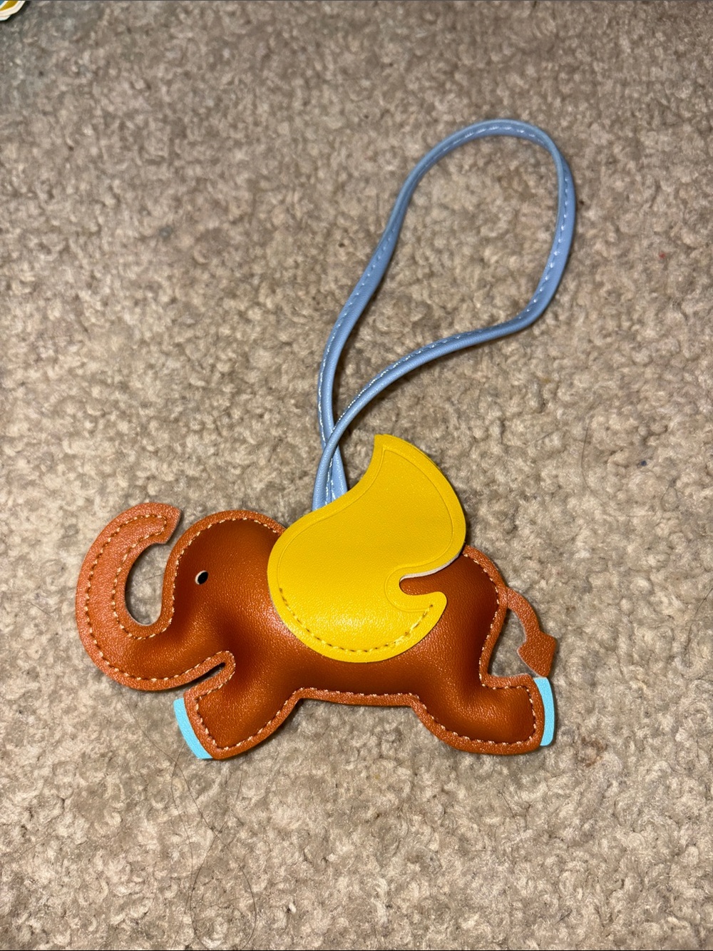 Playful Elephant Bag Charm in Brown and Yellow